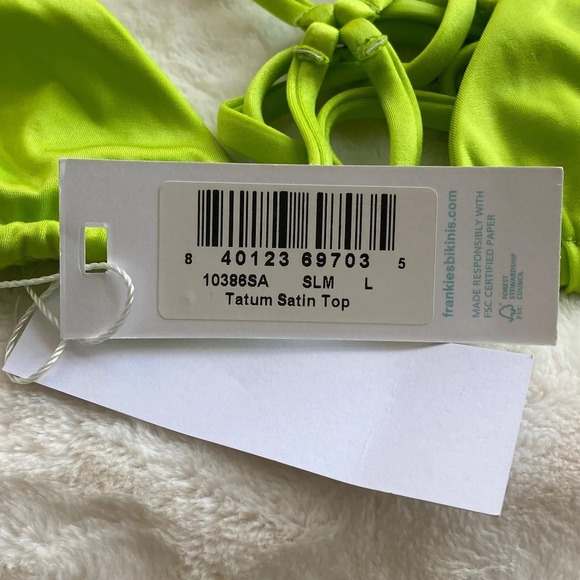 New! Frankie's Bikinis Tatum Satin Triangle Bikini Top 14811 - Picture 8 of 10